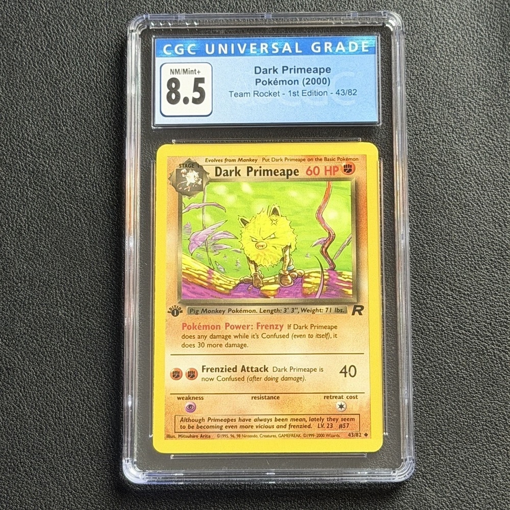 Pokemon Dark Primeape 1st Ed. 43/82 CGC 8.5 NM/Mint+ TCG Team Rocket 2000 WotC